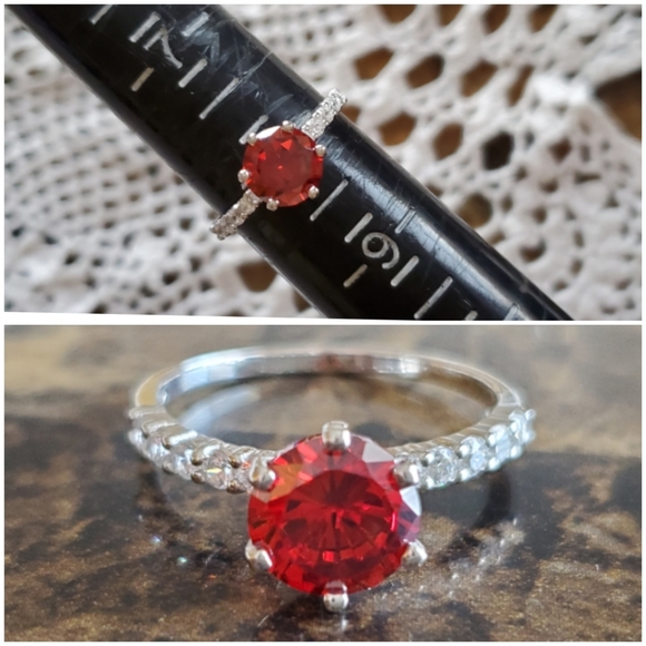 Genuine 2ct Red Garnet Ring Size 8 - Picture 8 of 8